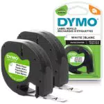 DYMO Etiquetas autoadhesivas para LetraTag, 12 mm x 4 m, papel auténtico