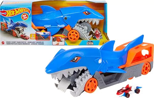 Hot Wheels City Camión autopista, pista de coches de juguete de 2 metros con lanzador