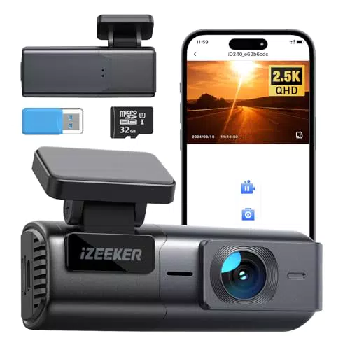 iZEEKER Dashcam 2.5K WiFi para Coches con Grabación en Bucle y Visión Nocturna