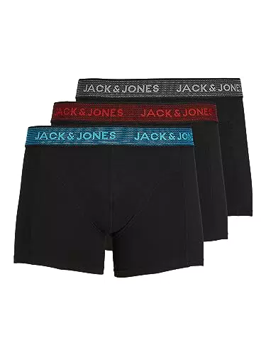 JACK & JONES Jachenrik Trunks 3 Pack Noos Bóxer, Black Detail Navy Blazer