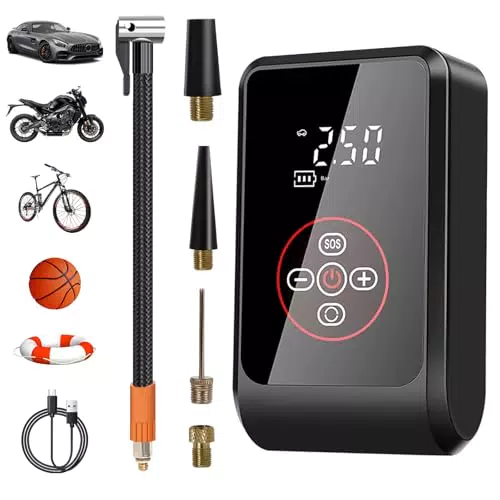 LOVPIS Compresor de Aire Portátil 150PSI con Pantalla LCD Digital para Ruedas