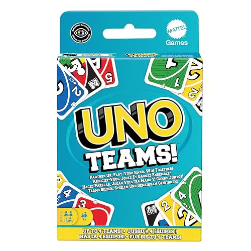 Mattel Games UNO Teams - Juego de cartas para noches de diversión en grupos