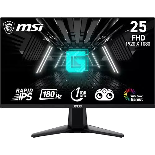 MSI G255F Monitor Gaming 24.5" FHD 180Hz 1ms Adaptive-Sync DisplayPort HDMI