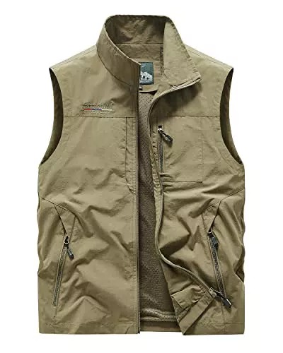 Oralidera Chaleco Deportivo para Hombre con Cremallera para Pesca y Senderismo