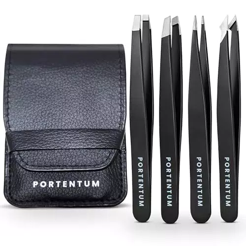 Portentum Pinzas depilatorias de precisión en acero inoxidable para facial