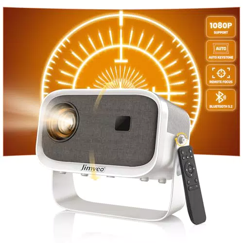 Jimveo Proyector Mini 1080P HD, Enfoque Rápido, WiFi 6 y Bluetooth 5.2