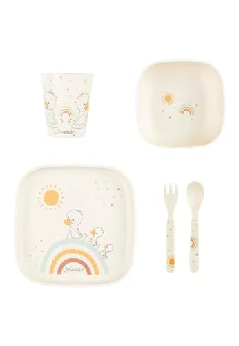 Sterntaler Juego de vajilla Edda Lou para niños, incluye vaso, plato y cubiertos