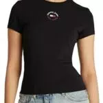 Tommy Jeans Camiseta de Manga Corta Mujer Essential Logo Slim Fit