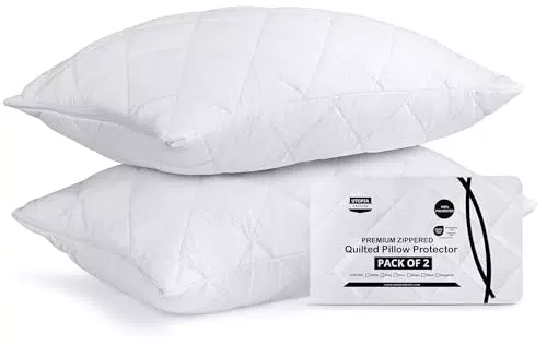 Utopia Bedding Protectores de Almohada Acolchadas con Cremallera de Microfibra
