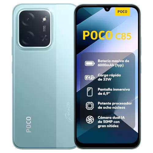 XIAOMI POCO C85 - Smartphone 8GB RAM, 256GB, Cámara Dual 50MP, Carga Rápida 33W