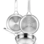 BRA Set de Sartenes de Acero Inoxidable Profesional, Apto para Inducción