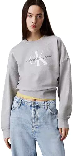 Calvin Klein Sudadera Mujer Monologo French Terry con Cuello Redondo