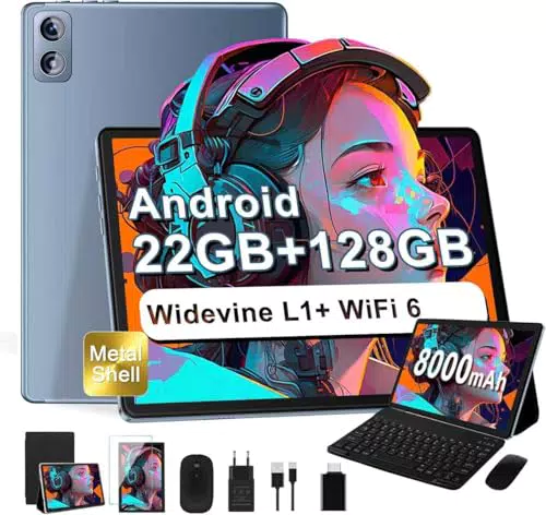 Dghrti Tablet Android 14 10" 22GB RAM 128GB ROM Teclado y Ratón Incluidos