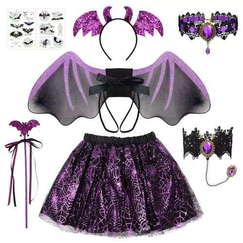 Disfraz de Murciélago para Niña Halloween y Carnaval con Tutú y Accesorios