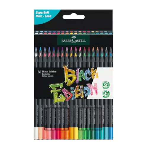 Faber-Castell 116436 Black Edition Caja de 36 Lápices de Colores Vibrantes