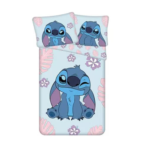 Jerry Fabrics Stitch - Juego de cama reversible 100% algodón