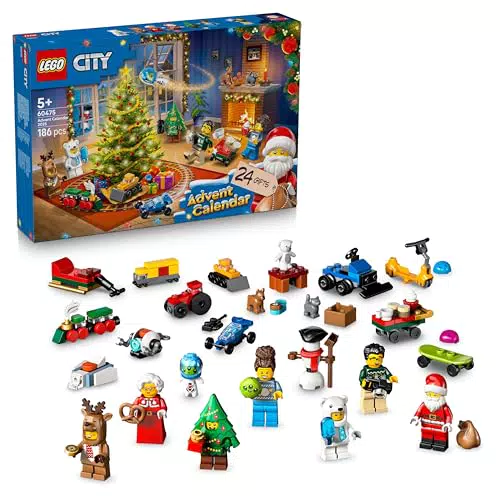 LEGO City Calendario de Adviento 2025 para Niños y Niñas de 5+ Años - Cuenta Atrás de Navidad con 24 Sorpresas Inc. Tren