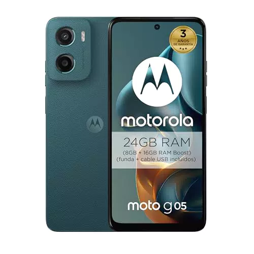 Motorola Moto G05 - 24GB (8GB RAM + 16GB RAM Boost), Pantalla 6.67", 50 MP, Batería 5200 mAh