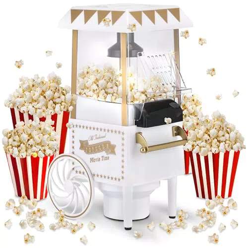NK Palomitero Retro Eléctrico 1200W - Máquina de Palomitas de Maíz Rápida