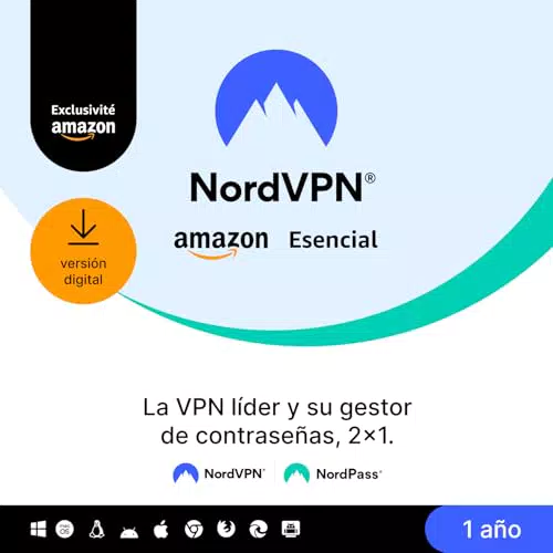 NordVPN Esencial - 1 Año de VPN y Gestor de Contraseñas para 10 Dispositivos