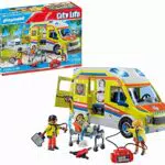PLAYMOBIL Ambulancia City Life con Luz y Sonido para Niños a Partir de 4 Años