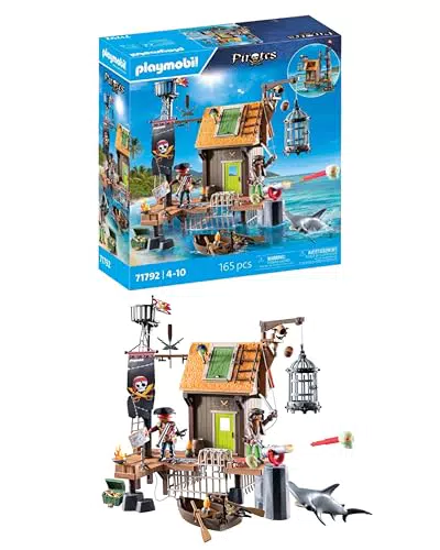 PLAYMOBIL Puerto Pirata con Prisión de Corsarios - Juguete de Piratas para Niños 4+