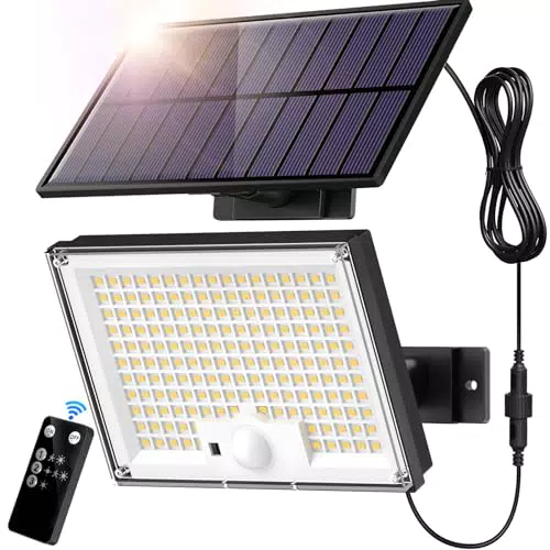 SIGRILL Focos Exterior Solares, 172LED Luz Solar Exterior con Sensor de Movimiento 3 Modos