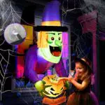 Solpex Bruja Inflable de Halloween con Calabaza y Luces LED para Decoración Exterior