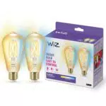 WiZ Bombilla inteligente LED Wi-Fi regulable E27 ST64 compatible con Alexa y Google Home
