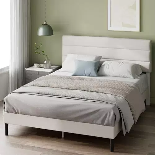 Zinus Piper Cama Acolchada con Cabecero y Somier de Madera