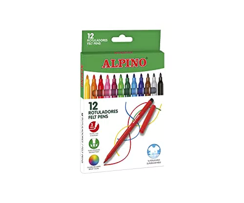 Rotuladores Alpino Punta 3mm Lavables para Niños - Material Escolar y de Oficina