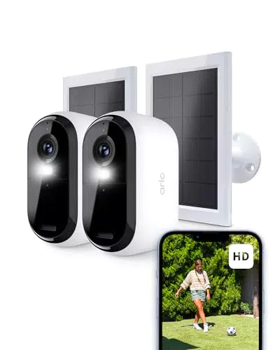 Arlo Essential Cámara de Vigilancia WiFi Exterior e Interior con Panel Solar y Alarma