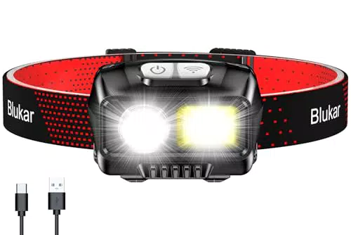 Blukar linterna frontal LED recargable, impermeable y con sensor de movimiento