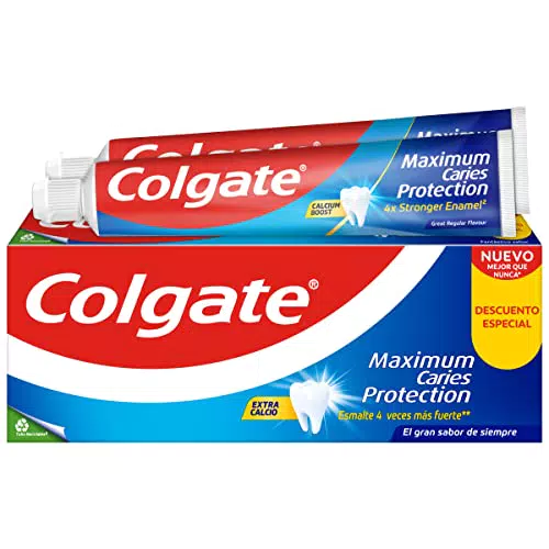 Colgate Protección Caries pasta dental con flúor activo y calcio, sabor menta