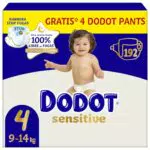 Dodot Pañales Bebé Sensitive Talla 1, 224 Pañales + 1 Pack de 40 Toallitas Gratis Aqua Plastic Free