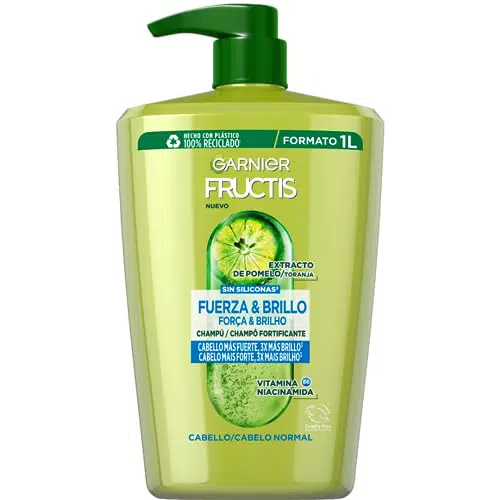 Garnier Fructis Fuerza & Brillo Shampoo con Vitamina B6, Niacinamida y Pomelo