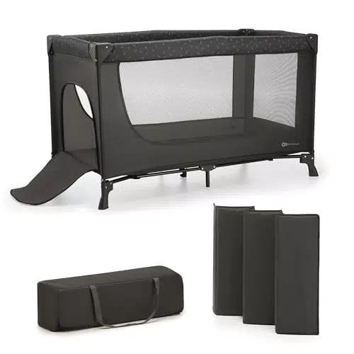 Kinderkraft Joy Light cuna de viaje y parque para bebé, plegado fácil y entrada lateral