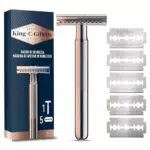 King C. Gillette maquinilla de afeitar doble filo para hombre con mango metálico
