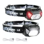 Lepro Linterna Frontal LED Recargable D500 USB, 6 Modos, Impermeable IPX4