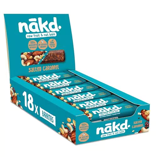 Nākd Barritas Raw de Fruta y Frutos Secos Sabor Caramelo Salado 100% Naturales