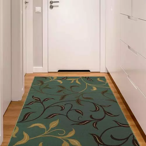 Ottomanson Ottohome alfombra con base de goma y diseño de hojas contemporáneo