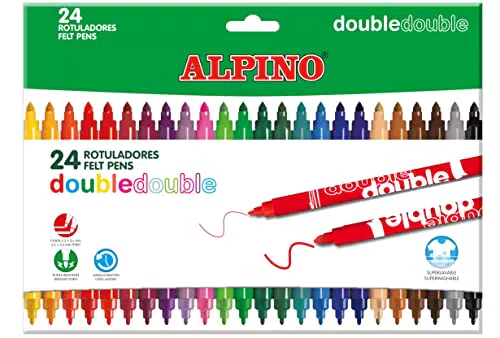 Rotulador alpino double double punta gruesa y punta fina caja de 20+4 colores surtidos