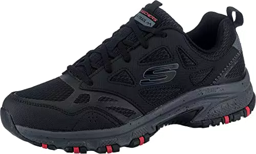 Skechers Hillcrest, Zapatillas Hombre, Black Leather/Mesh/Synthetic/Charcoal Trim