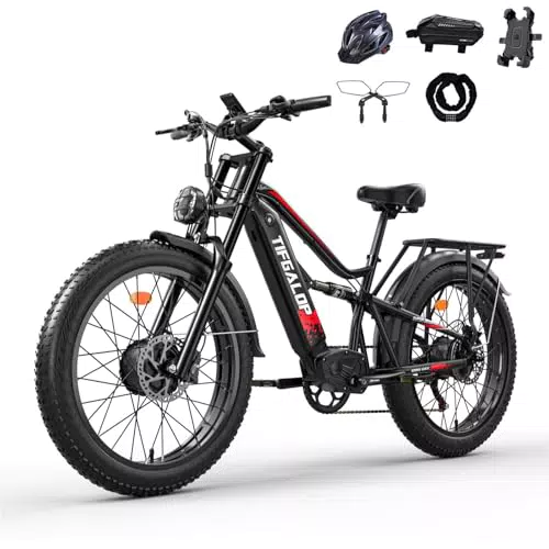 Tifgalop bicicleta eléctrica todoterreno 26" con motor dual y batería 52V 21Ah