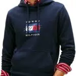 Tommy Hilfiger Sudadera para Hombre Linear Flag Graphic de Algodón