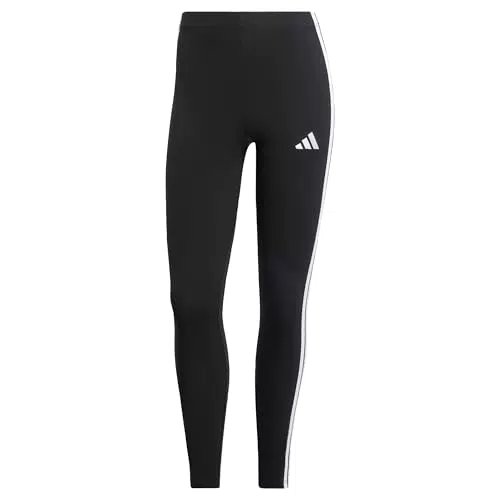 adidas Mujer Essentials 3-Stripes Cotton Leggings, Black/White