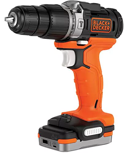 BLACK+DECKER Taladro Percutor 12V, Batería de Litio 1.5Ah