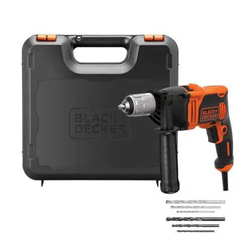 BLACK+DECKER BEH850KA32 Taladro percutor con cable 850 W Velocidad Electrónica Variable Diseño compacto y ergonómico Incluye set de 32 accesorios y caja de herramientas