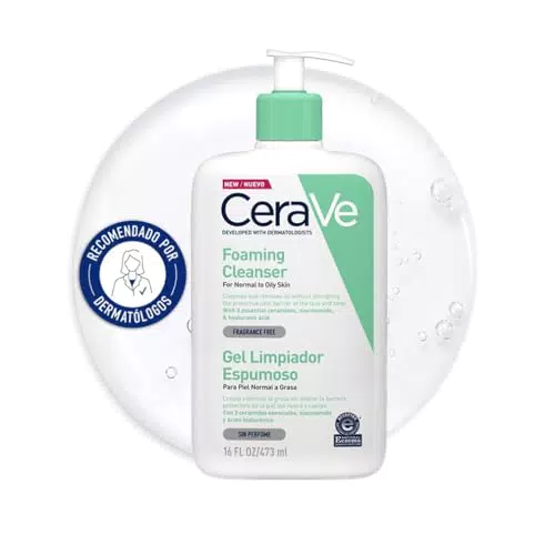 CeraVe Gel Limpiador Espumoso para Piel Normal a Grasa con Ceramidas y Niacinamida
