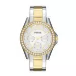 Fossil Riley reloj de mujer con cronógrafo y correa de acero o piel